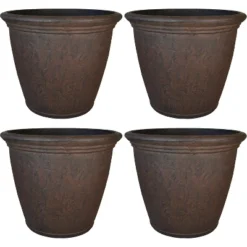 Sunnydaze Decor Sunnydaze Indoor/Outdoor Patio, Garden, Or Porch Weather-Resistant Double-Walled Anjelica Flower Pot Planter - 16" - Rust Finish -Sunnydaze Decor GUEST 59f9dc5b 2c67 447d 898d 196fbbf980bf