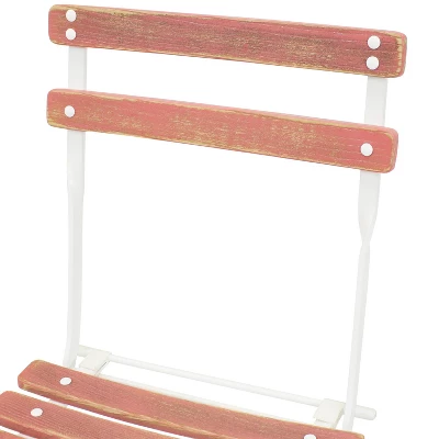 Sunnydaze Decor Sunnydaze Indoor/Outdoor Patio Or Dining Classic Cafe Chestnut Wooden Folding Bistro Chair - Antique Pink - 4pk 4 Sunnydaze Decor Sunnydaze Indoor/Outdoor Patio Or Dining Classic Cafe Chestnut Wooden Folding Bistro Chair - Antique Pink - 4pk - Image 2