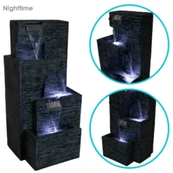 Sunnydaze Decor Sunnydaze 32"H Electric Polyresin Cascading Tower Tiered Outdoor Water Fountain With LED Lights -Sunnydaze Decor GUEST 5b67107e c019 42af a267 1d82599aa674