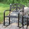 Sunnydaze Decor Sunnydaze Traditional Fleur-de-Lis Design Cast Iron And Steel Outdoor Rocking Chair -Sunnydaze Decor GUEST 5b9426ff fa2a 4f35 8add 4887a658b9e2