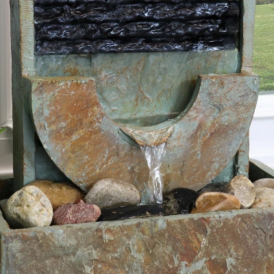 Sunnydaze Decor Sunnydaze Indoor Home Office Contemporary Soothing Half Moon Stone Slate Cascading Tabletop Water Fountain - 16" 7 Sunnydaze Decor Sunnydaze Indoor Home Office Contemporary Soothing Half Moon Stone Slate Cascading Tabletop Water Fountain - 16" - Image 5
