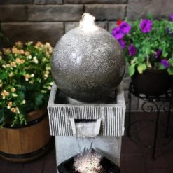 Sunnydaze Decor Sunnydaze 35"H Electric Polyresin Modern Artistry Column Outdoor Water Fountain With LED Lights -Sunnydaze Decor GUEST 5e08d4c0 cffb 481e 99c7 174612d616f4