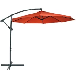 Sunnydaze Decor Sunnydaze Outdoor Steel Offset Cantilever Pool Patio Umbrella With Crank And Cross Base - 10' -Sunnydaze Decor GUEST 5e0f3e89 78b6 44d3 8b52 f199364d0af7