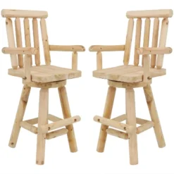 Sunnydaze Decor Sunnydaze Unfinished Fir Wood Log Cabin Style Rustic Swivel Bar Stool -Sunnydaze Decor GUEST 5f1a029b c2f4 4a81 a6a4 fcfd3c567f57
