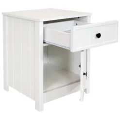 Sunnydaze Decor Sunnydaze Beadboard Nightstand Side Table With Drawer And Cabinet - 23.75" H - White -Sunnydaze Decor GUEST 5f66d520 84d7 499f b437 9686fdc5c252