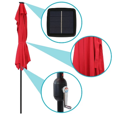 Sunnydaze Decor Sunnydaze Solar Outdoor Half Patio Umbrella With LED Lights And Crank - 9' 7 Sunnydaze Decor Sunnydaze Solar Outdoor Half Patio Umbrella With LED Lights And Crank - 9' - Image 5