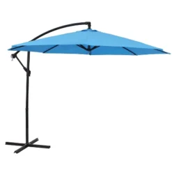 Sunnydaze Decor Sunnydaze Outdoor Steel Cantilever Offset Patio Umbrella With Air Vent, Crank, And Base - 9.25' -Sunnydaze Decor GUEST 60a6eb19 6387 42fd 96fb f3154b50e631