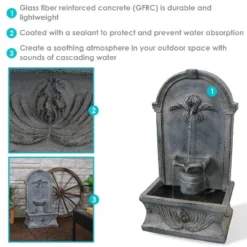 Sunnydaze Decor Sunnydaze 28"H Electric Glass Reinforced Concrete French-Inspired Design Outdoor Wall-Mount Water Fountain -Sunnydaze Decor GUEST 619c67f9 6dc1 436d 8bfd c47e5ab6f505
