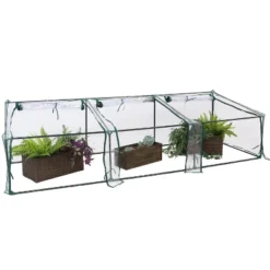 Sunnydaze Decor Sunnydaze Outdoor Portable Slanted Top Plant Shelter Mini Cloche Greenhouse With Zipper Doors - Clear -Sunnydaze Decor GUEST 61ae4e95 0160 48f6 9072 6b8916d3807f