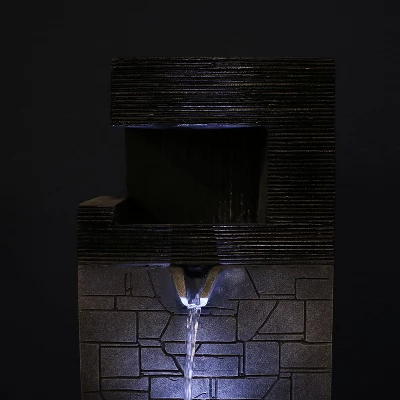 Sunnydaze Decor Sunnydaze Indoor Home Office Polyresin Modern Tiered Brick Wall Tabletop Water Fountain With LED Light - 13" 12 Sunnydaze Decor Sunnydaze Indoor Home Office Polyresin Modern Tiered Brick Wall Tabletop Water Fountain With LED Light - 13" - Image 10