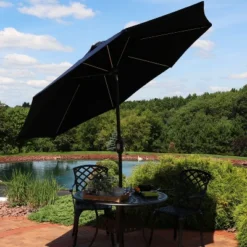 Sunnydaze Decor 23 Sunnydaze Decor Sunnydaze Outdoor Aluminum Sunbrella Patio Umbrella With Solar LED Light Bars And Tilt - 9'