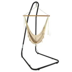 Sunnydaze Decor Sunnydaze Cotton/Nylon Outdoor Mayan Hammock Chair With Adjustable Stand - 330 Lb Weight Capacity - Natural -Sunnydaze Decor GUEST 63781726 f2ab 4535 ae5c d70187634d5e