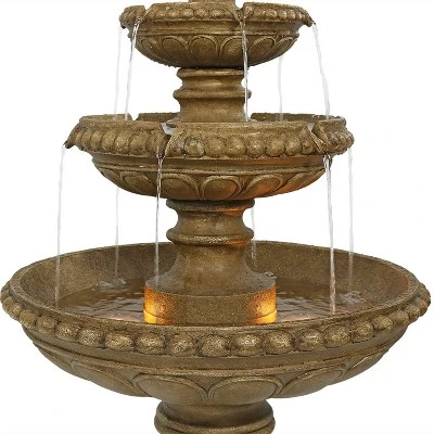 Sunnydaze Decor Sunnydaze 65"H Electric Resin And Concrete 4-Tier Eggshell Edge Outdoor Water Fountain With LED Lights 7 Sunnydaze Decor Sunnydaze 65"H Electric Resin And Concrete 4-Tier Eggshell Edge Outdoor Water Fountain With LED Lights - Image 5