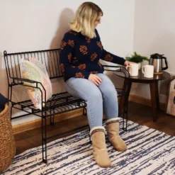 Sunnydaze Decor Sunnydaze Indoor/Outdoor Modern Furniture Steel Wire Patio Bench - Black - 30.75" H -Sunnydaze Decor GUEST 653cca85 4588 439e b7a7 a8c78e27f711