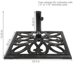 Sunnydaze Decor Sunnydaze Outdoor Heavy-Duty Cast Iron Decorative Imperial Geometric Design Square Patio Umbrella Base - 16" - Black -Sunnydaze Decor GUEST 65afc237 4c30 4656 a14e 0bb916f90933