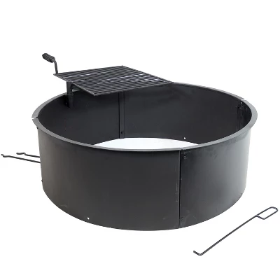 Sunnydaze Decor Sunnydaze Outdoor Heavy-Duty Steel Portable Campfire Ring With Cooking Grate And Fire Poker - 36" - Black 5 Sunnydaze Decor Sunnydaze Outdoor Heavy-Duty Steel Portable Campfire Ring With Cooking Grate And Fire Poker - 36" - Black - Image 3