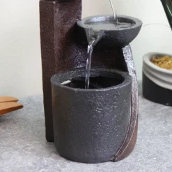 Sunnydaze Decor Sunnydaze Indoor Home Decorative Resin 3-Tier Descending Bowls Tabletop Water Fountain - 9" - Dark Brown -Sunnydaze Decor GUEST 66fb4896 3bd4 4c4c 88f9 64554837ac8d