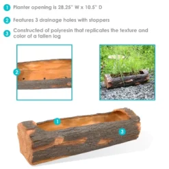 Sunnydaze Decor Sunnydaze Polyresin Decorative Outdoor Raised Rustic Log Planter For Garden, Patio, Deck, Yard, Porch And Balcony - 35" W - Brown -Sunnydaze Decor GUEST 67b07bfc d9fe 4eb7 b2e6 60013baa092c