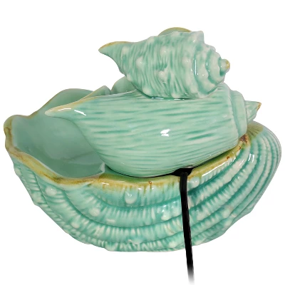 Sunnydaze Decor Sunnydaze Indoor Home Decorative Stacked Tiered Seashells Tabletop Water Fountain Feature - 7" - Green 7 Sunnydaze Decor Sunnydaze Indoor Home Decorative Stacked Tiered Seashells Tabletop Water Fountain Feature - 7" - Green - Image 5