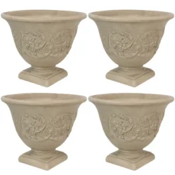 Sunnydaze Decor Sunnydaze Indoor/Outdoor Patio, Garden, Or Porch Weather-Resistant Double-Walled Darcy Flower Pot Planter - 16" - Beige -Sunnydaze Decor GUEST 689e1ef3 da0a 4ab4 839d 118ed470f659