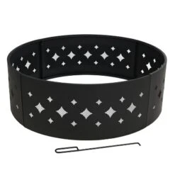 Sunnydaze Decor Sunnydaze Outdoor Heavy-Duty Steel Portable Large Round Diamond Cut Out Fire Pit Ring With Log Poker - 36" - Black 11 Sunnydaze Decor Sunnydaze Outdoor Heavy-Duty Steel Portable Large Round Diamond Cut Out Fire Pit Ring With Log Poker - 36" - Black -Sunnydaze Decor GUEST 6904b1e5 2d16 408b 9596 ee1ffd09dd82