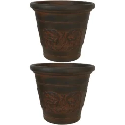 Sunnydaze Decor Sunnydaze Indoor/Outdoor Patio, Garden, Or Porch Weather-Resistant Double-Walled Arabella Flower Pot Planter - 16" - Rust Finish -Sunnydaze Decor GUEST 697624ce 102c 4610 92fb 5d189c60d14a