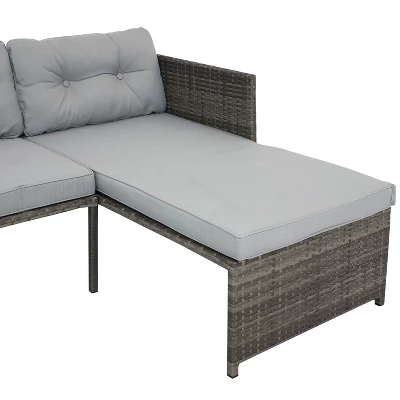 Sunnydaze Decor Sunnydaze Outdoor Longford Patio Sectional Sofa Conversation Set With Cushions And Table - Stone Gray - 3pc 4 Sunnydaze Decor Sunnydaze Outdoor Longford Patio Sectional Sofa Conversation Set With Cushions And Table - Stone Gray - 3pc - Image 2
