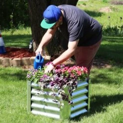 Sunnydaze Decor Sunnydaze Outdoor Lawn And Garden Galvanized Steel Square Raised Vegetable Garden Or Flower Bed Planter Kit - 22" - Silver -Sunnydaze Decor GUEST 6a4211f3 342a 4faf 85b7 a5c43a4fd0d8