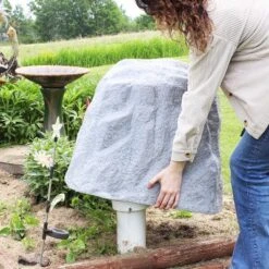 Sunnydaze Decor Sunnydaze Outdoor Lightweight Polyresin Landscape Rock Septic Cover With Stakes - 21.5"