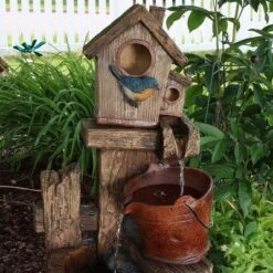 Sunnydaze Decor Sunnydaze 26"H Electric Polyresin Bluebird House And Buckets Outdoor Water Fountain -Sunnydaze Decor GUEST 6bd9ae1e 022d 4008 acbd d1c6aa649c70