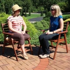 Sunnydaze Decor Sunnydaze Outdoor Meranti Wood With Teak Oil Finish Modern Rustic Patio Dining Arm Chair - Brown - 2pk -Sunnydaze Decor GUEST 6bea2eed f0e6 4856 addf 875c7bd89614