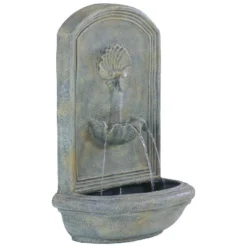 Sunnydaze Decor Sunnydaze 27"H Solar-Powered With Battery Pack Polystone Seaside Outdoor Wall-Mount Water Fountain -Sunnydaze Decor GUEST 6d0d1bd1 0462 4ed0 a760 d413aef3a84d