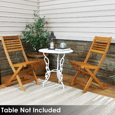 Sunnydaze Decor Sunnydaze Outdoor Meranti Wood With Teak Oil Finish Wooden Folding Patio Bistro Chairs Set - Brown - 2pk 10 Sunnydaze Decor Sunnydaze Outdoor Meranti Wood With Teak Oil Finish Wooden Folding Patio Bistro Chairs Set - Brown - 2pk - Image 8