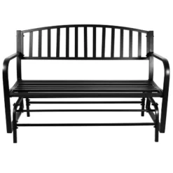Sunnydaze Decor Sunnydaze 50" 2-Person Metal Outdoor Glider Bench, Black -Sunnydaze Decor GUEST 6de42816 2e4c 4181 ba1f c80e0e9c8bdb
