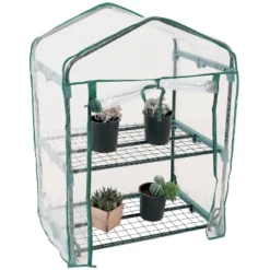 Sunnydaze Decor Sunnydaze Outdoor Portable Growing Rack 2-Tier Greenhouse With PVC Roll-Up Door - 2 Shelves - Clear -Sunnydaze Decor GUEST 71284fb1 c763 4edd 994a 00d7d9fd8688