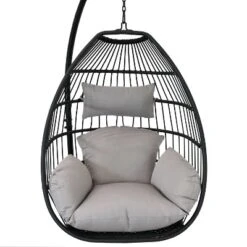 Sunnydaze Decor Sunnydaze Outdoor Resin Wicker Patio Delaney Hanging Basket Egg Chair With Cushions, Headrest, And Steel Stand Set - Gray - 3pc 12 Sunnydaze Decor Sunnydaze Outdoor Resin Wicker Patio Delaney Hanging Basket Egg Chair With Cushions, Headrest, And Steel Stand Set - Gray - 3pc -Sunnydaze Decor GUEST 713d2e4e 96ac 468f 9f89 63cca43352f6