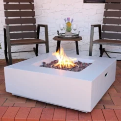 Sunnydaze Decor Sunnydaze Contempo Outdoor Propane Gas Fire Pit Bowl With Weather-Resistant Durable Cover And Lava Rocks - 34" Square