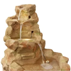 Sunnydaze Decor Sunnydaze 41"H Electric Fiberglass Stone Springs Outdoor Water Fountain With LED Lights -Sunnydaze Decor GUEST 718da895 76ff 4a5a a31e 3f936bcbef4c