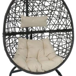 Sunnydaze Decor Sunnydaze Outdoor Resin Wicker Patio Caroline Lounge Hanging Basket Egg Chair Swing With Cushions And Steel Stand Set- 3pc -Sunnydaze Decor GUEST 73879895 f673 4cfa 9e9f c70878c0abf6