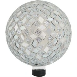 Sunnydaze Decor Sunnydaze Indoor/Outdoor Mirrored Diamond Mosaic Gazing Globe Glass Garden Ball - 10" Diameter - Silver -Sunnydaze Decor GUEST 740f1469 f8de 4d20 80a1 a88772c258fa