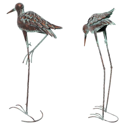 Sunnydaze Decor Sunnydaze Patina Crane Metal Outdoor Detailed Garden Statue - Brown/Blue - 2pc 8 Sunnydaze Decor Sunnydaze Patina Crane Metal Outdoor Detailed Garden Statue - Brown/Blue - 2pc - Image 6