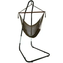 Sunnydaze Decor Sunnydaze Caribbean Style Extra Large Hanging Rope Hammock Chair Swing With Stand - 300 Lb Weight Capacity -Sunnydaze Decor GUEST 74f7feff 0d53 4ee8 b824 4859f12905d3