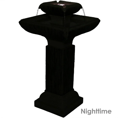 Sunnydaze Decor Sunnydaze 26"H Electric Resin 2-Tier Outdoor Square Bird Bath Water Fountain With LED Lights 4 Sunnydaze Decor Sunnydaze 26"H Electric Resin 2-Tier Outdoor Square Bird Bath Water Fountain With LED Lights - Image 2