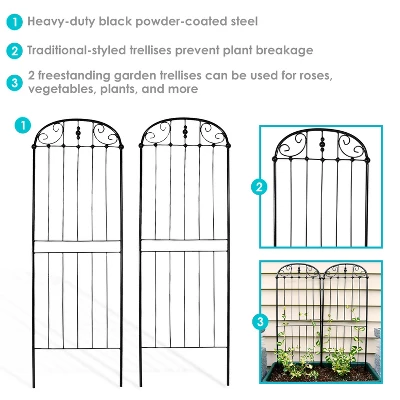 Sunnydaze Decor Sunnydaze Metal Wire Traditional Garden Trellis For Climbing Plants And Flowers - 32" H - Black - 2-Pack 6 Sunnydaze Decor Sunnydaze Metal Wire Traditional Garden Trellis For Climbing Plants And Flowers - 32" H - Black - 2-Pack - Image 4