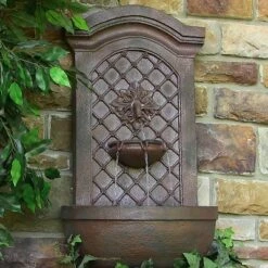 Sunnydaze Decor Sunnydaze 31"H Solar-Powered Polystone Rosette Leaf Outdoor Wall-Mount Fountain
