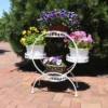 Sunnydaze Decor Sunnydaze Indoor/Outdoor Steel 4-Tiered Ferris Wheel Potted Flower Plant Stand Display - 28" - White -Sunnydaze Decor GUEST 790d8202 3ee9 4d55 abe7 1024b2bcbb66