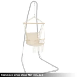 Sunnydaze Decor Sunnydaze Outdoor Printed Polycotton Fabric Hammock Chair With Armrests And Hardwood Spreader Bar - 300 Lb Capacity - Natural 17 Sunnydaze Decor Sunnydaze Outdoor Printed Polycotton Fabric Hammock Chair With Armrests And Hardwood Spreader Bar - 300 Lb Capacity - Natural -Sunnydaze Decor GUEST 797fbeb1 43ba 4e83 8f26 c0276ea636b3