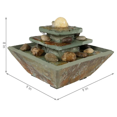 Sunnydaze Decor Sunnydaze Indoor Home Office Slate And Polished Stone Ball Tiered Tabletop Water Fountain With LED Light - 8" 13 Sunnydaze Decor Sunnydaze Indoor Home Office Slate And Polished Stone Ball Tiered Tabletop Water Fountain With LED Light - 8" - Image 11