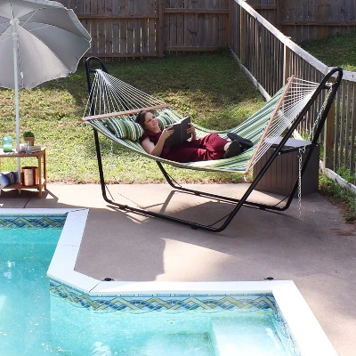 Sunnydaze Decor Sunnydaze Two-Person Quilted Fabric Hammock With Spreader Bars - 450 Lb Weight Capacity 7 Sunnydaze Decor Sunnydaze Two-Person Quilted Fabric Hammock With Spreader Bars - 450 Lb Weight Capacity - Image 5