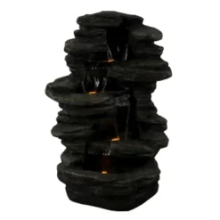 Sunnydaze Decor Sunnydaze 38"H Electric Polyresin And Fiberglass Stacked Shale Waterfall Outdoor Water Fountain With LED Lights -Sunnydaze Decor GUEST 7ae9595a 0a8f 420c b902 eeaa6726e9b6